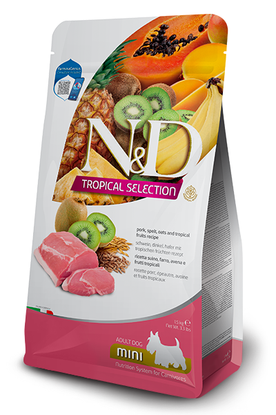 Farmina N&D Tropical Selection Adult Mini Maiale, Farro, Avena e Frutti Tropicali 1,5 kg