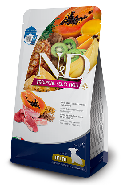 Farmina N&D Tropical Selection Puppy Mini Agnello, Farro, Avena e Frutti Tropicali 1,5 kg