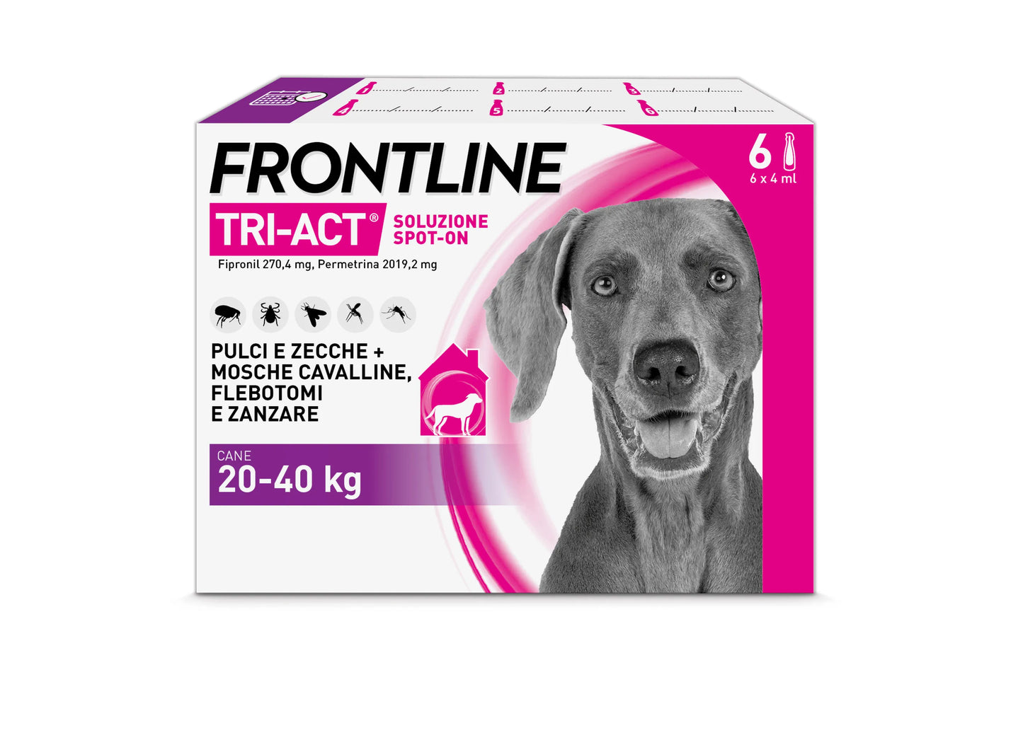 Frontline Tri-Act Spot-On per Cani 20-40 kg – 6 Pipette da 4 ml