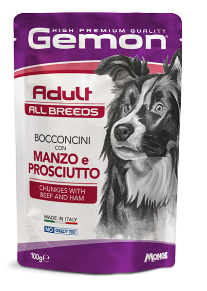 Gemon All Breeds Adult – Bocconcini con Manzo e Prosciutto – 100 g