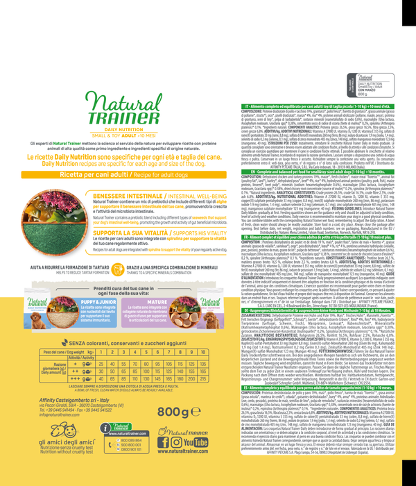Natural Trainer Daily Nutrition Small & Toy Adult Manzo 800g