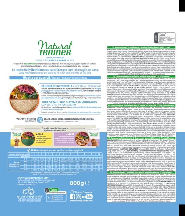 Natural Trainer Daily Nutrition Small & Toy Puppy & Junior Pollo Fresco 800g