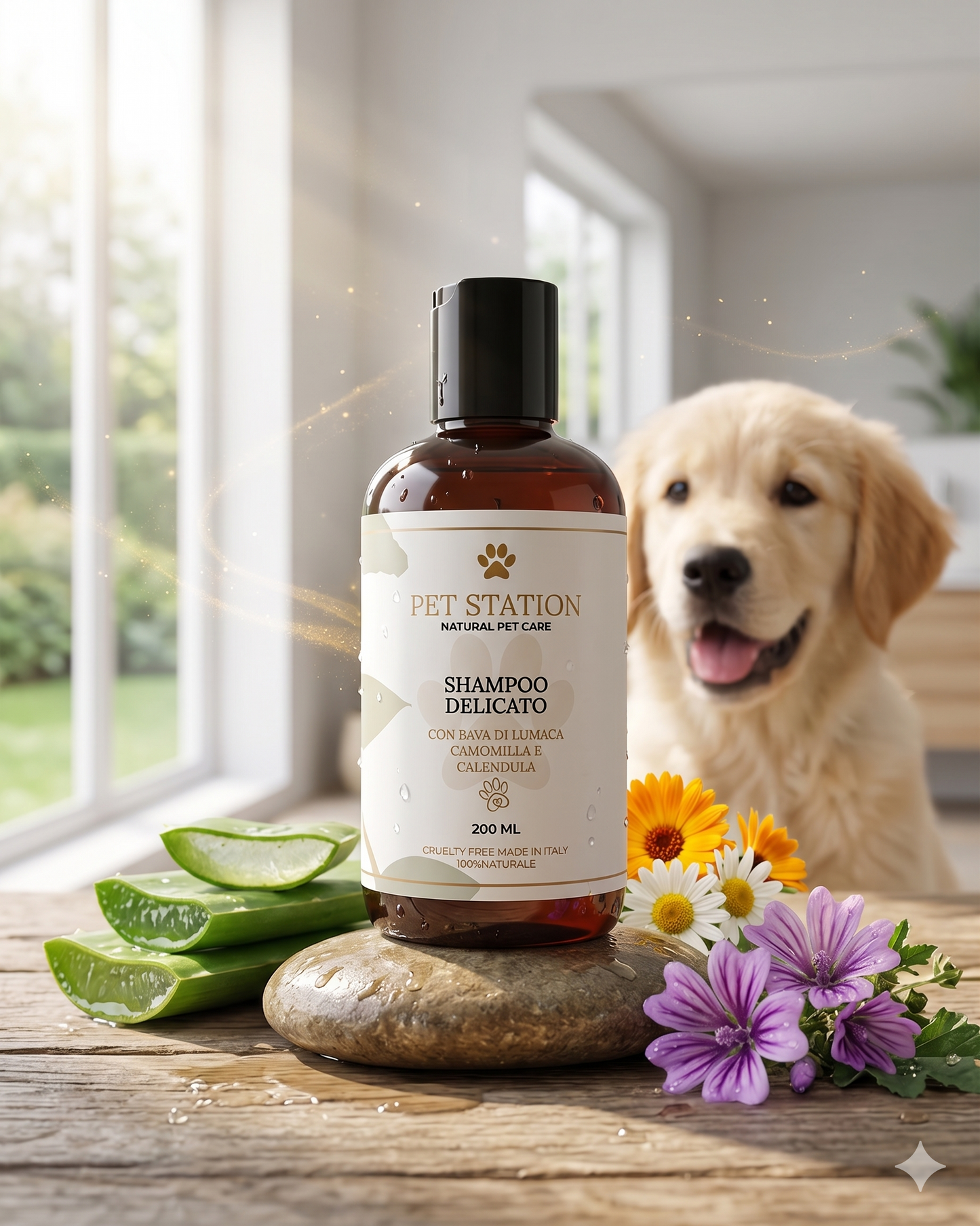 Shampoo Delicato Pet Station: Una Carezza Naturale per il Pelo del Tuo Amico. Purezza con Bava di Lumaca.