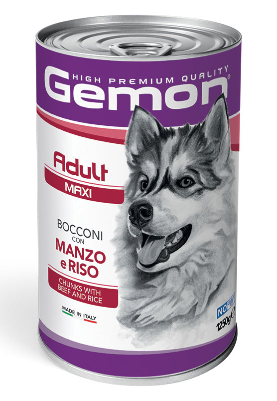 Gemon Maxi Adult – Bocconi con Manzo e Riso – 1250 g