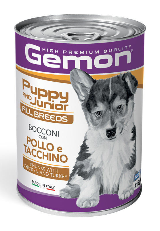 Gemon All Breeds Puppy & Junior – Bocconi con Pollo e Tacchino – 415 g