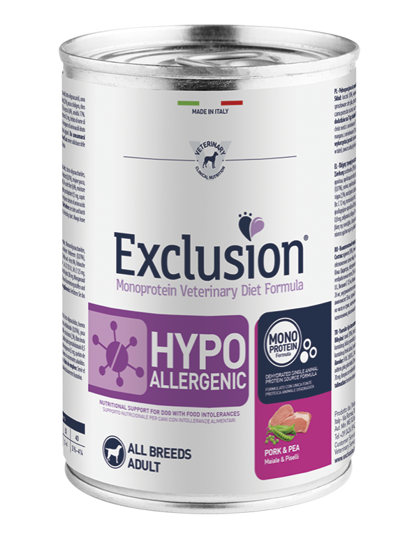 Exclusion Dog Adult Diet Hypoallergenic Maiale & Piselli – 400 g