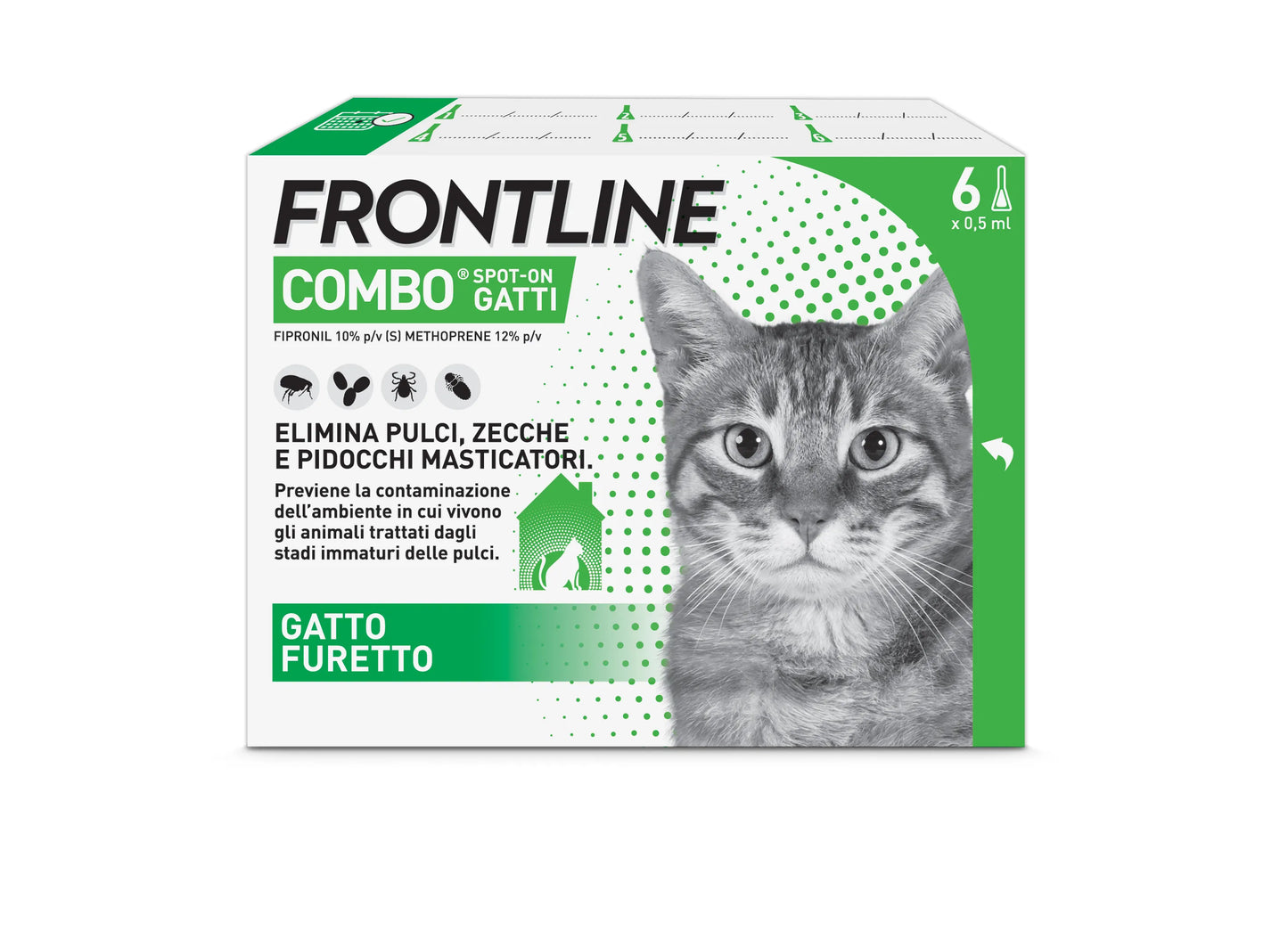 Frontline Combo Spot-On per Gatti e Furetti – 6 Pipette da 0,5 ml