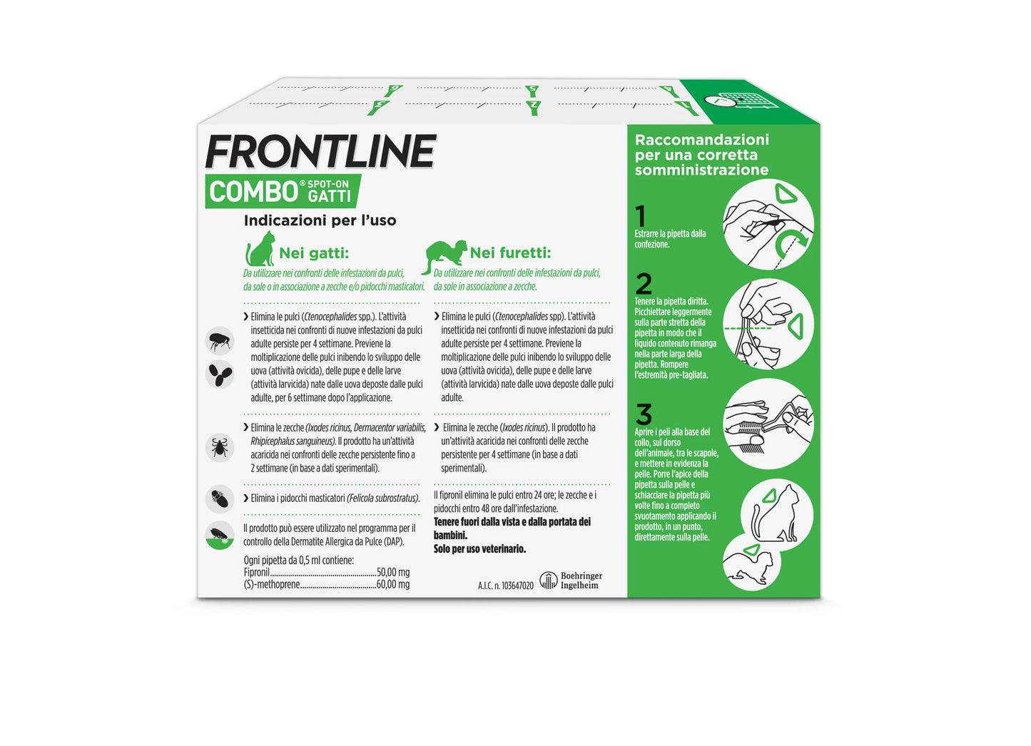 Frontline Combo Spot-On per Gatti e Furetti – 6 Pipette da 0,5 ml