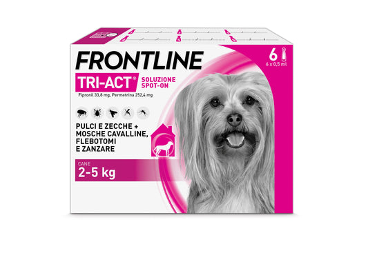 Frontline Tri-Act Spot-On per Cani 2-5 kg – 6 Pipette da 0,5 ml
