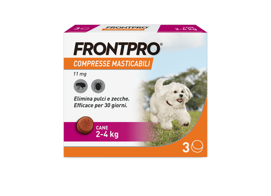 Frontpro 11 mg Compresse Masticabili per Cani 2-4 kg – 3 Compresse | Antipulci e Antizecche