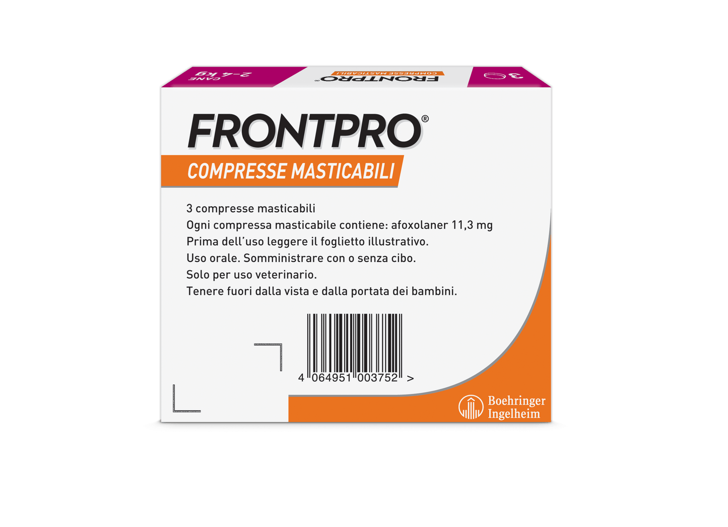 Frontpro 11 mg Compresse Masticabili per Cani 2-4 kg – 3 Compresse | Antipulci e Antizecche