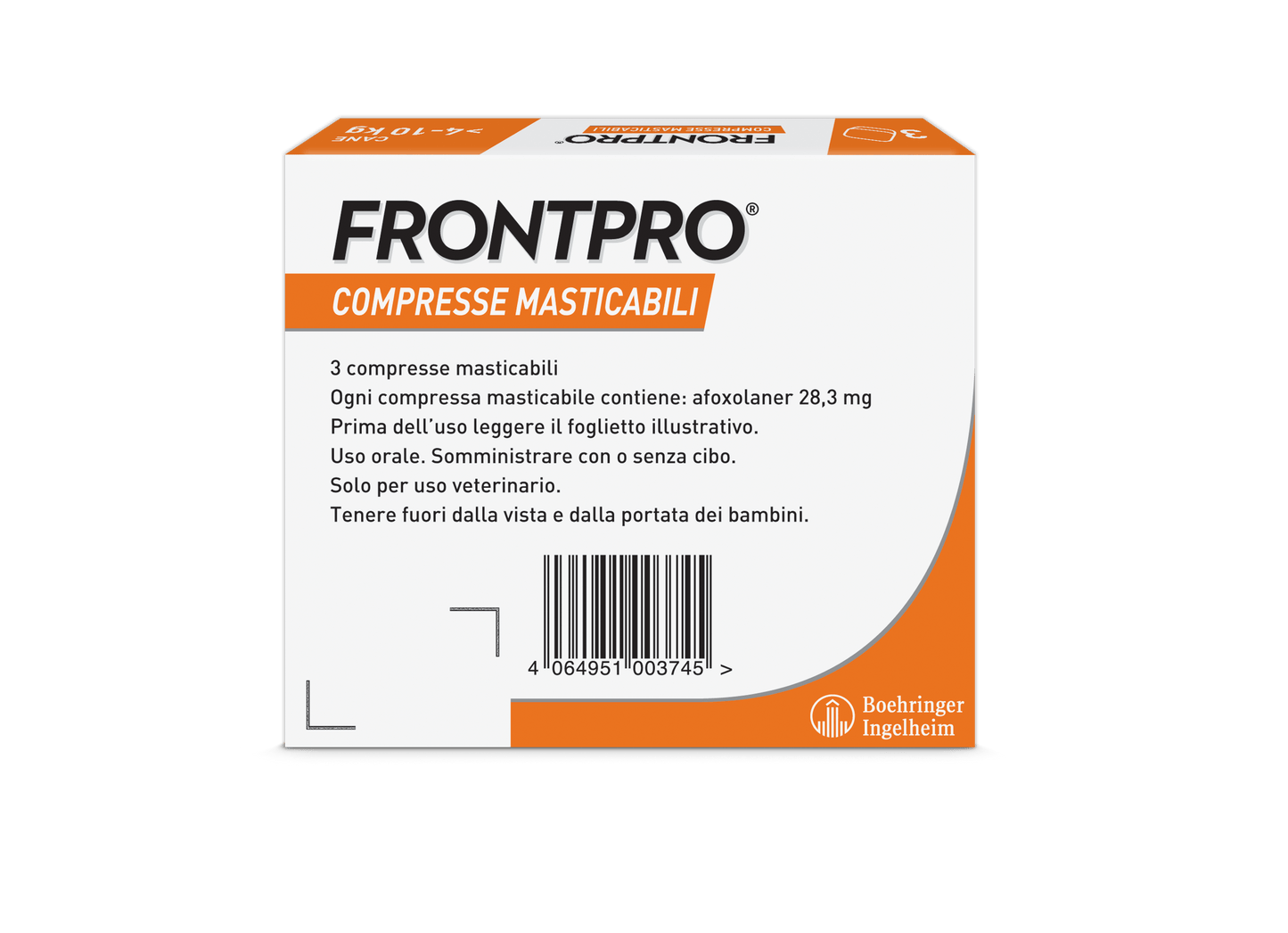 Frontpro 28 mg Compresse Masticabili per Cani 4-10 kg – 3 Compresse | Antipulci e Antizecche