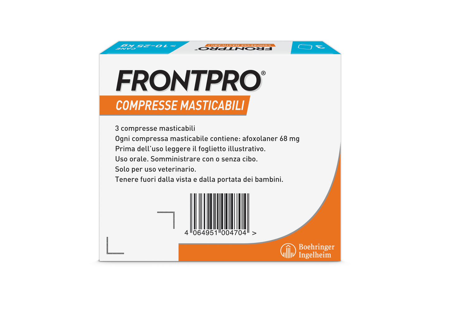 Frontpro 68 mg Compresse Masticabili per Cani 10-25 kg – 3 Compresse | Antipulci e Antizecche