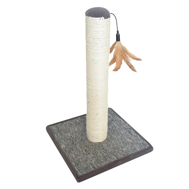 Tiragraffi in Sisal per Gatti con Base Antiscivolo e Gioco Piume