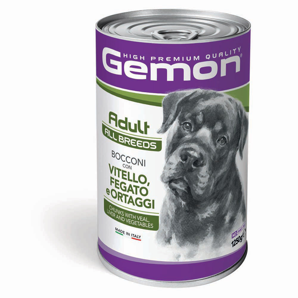 Gemon All Breeds Adult – Bocconi con Vitello, Fegato e Ortaggi – 1250 g