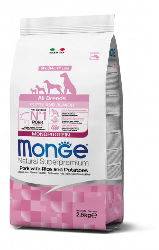 Monge Natural Superpremium All Breeds Puppy & Junior Monoprotein Maiale con Riso e Patate