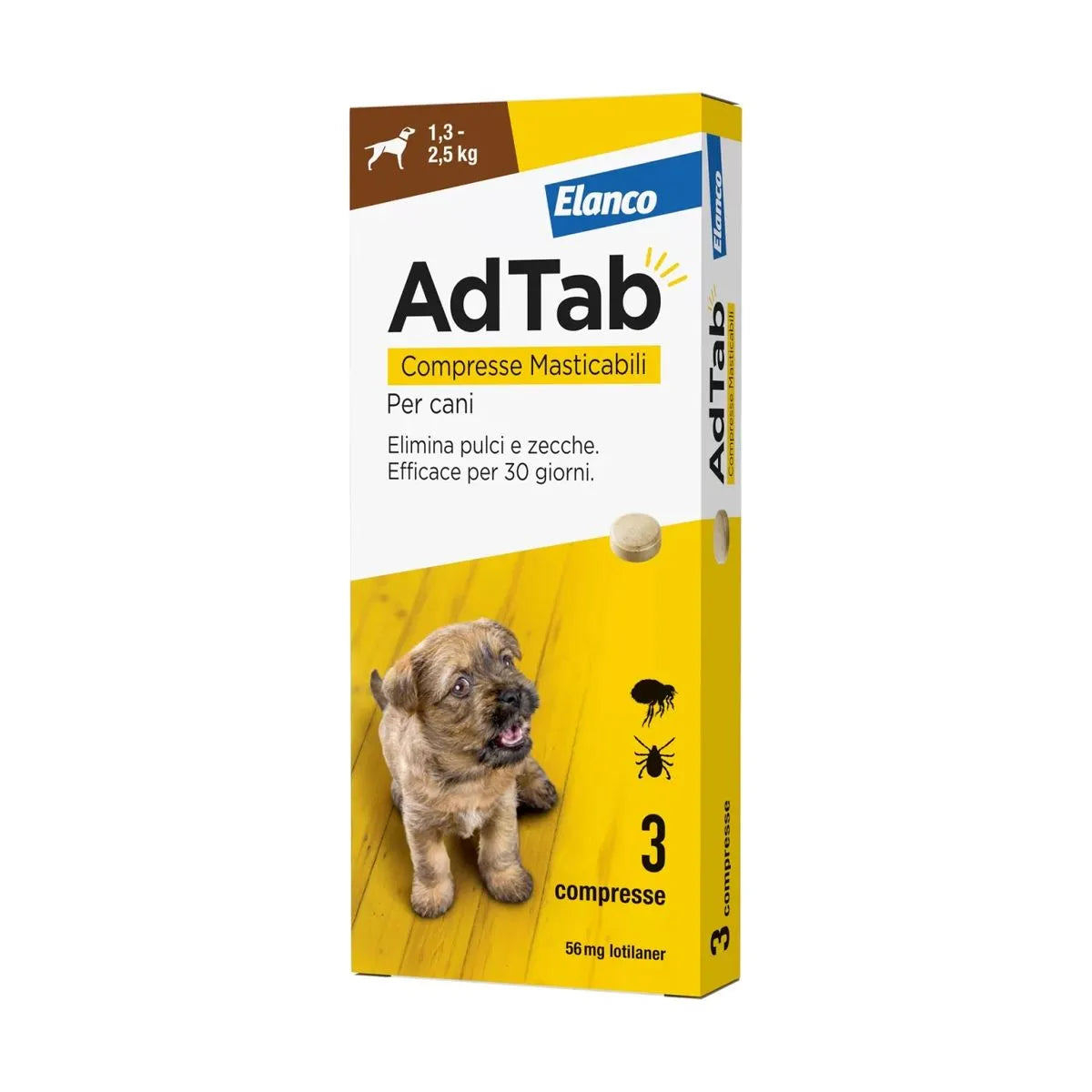 AdTab 56 mg per Cani 1,3-2,5 kg – 3 Compresse Masticabili | Elanco