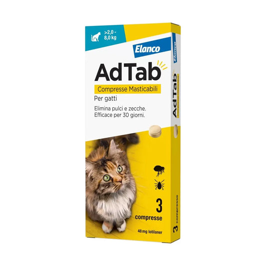 AdTab 48 mg per Gatti 2-8 kg – 3 Compresse Masticabili | Elanco