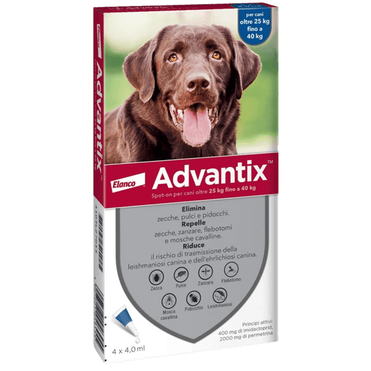 Advantix Spot-On per Cani 25-40 kg – 4 Pipette | Antiparassitario Completo
