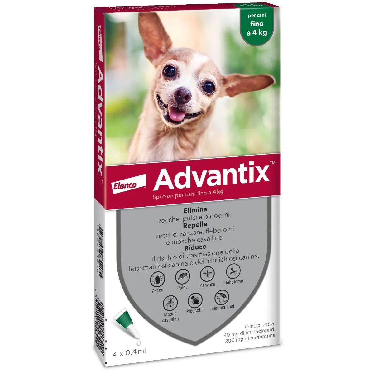 Advantix Spot-On per Cani fino a 4 kg – 4 Pipette | Antiparassitario Completo