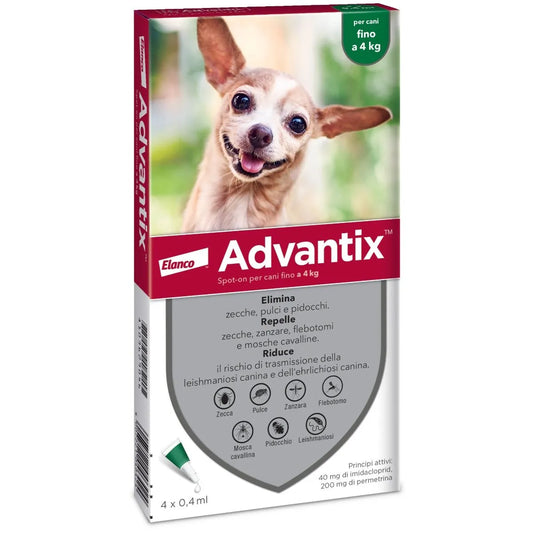 Advantix Spot-On per Cani fino a 4 kg – 4 Pipette | Antiparassitario Completo