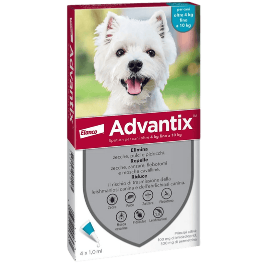 Advantix Spot-On per Cani 4-10 kg – 4 Pipette | Antiparassitario Completo
