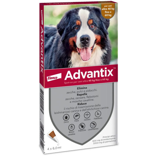 Advantix Spot-On per Cani 40-60 kg – 4 Pipette | Antiparassitario Completo