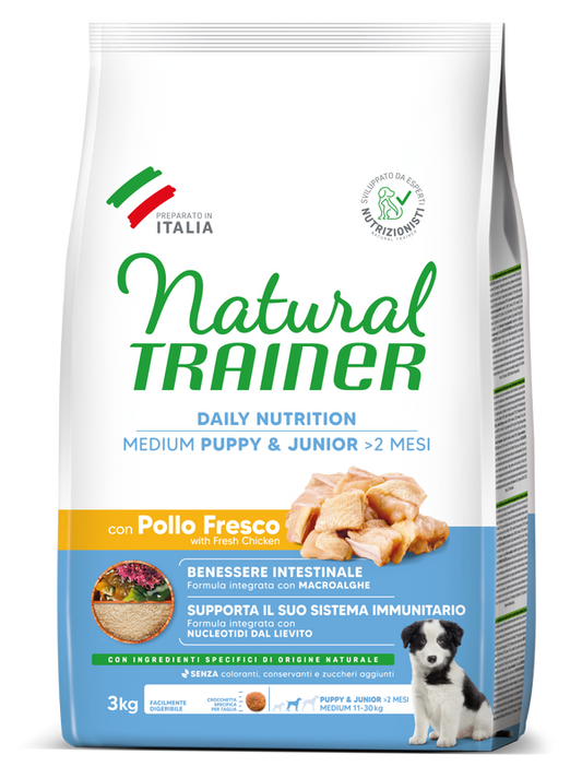 Natural Trainer Daily Nutrition Medium Puppy & Junior con Pollo Fresco 3kg
