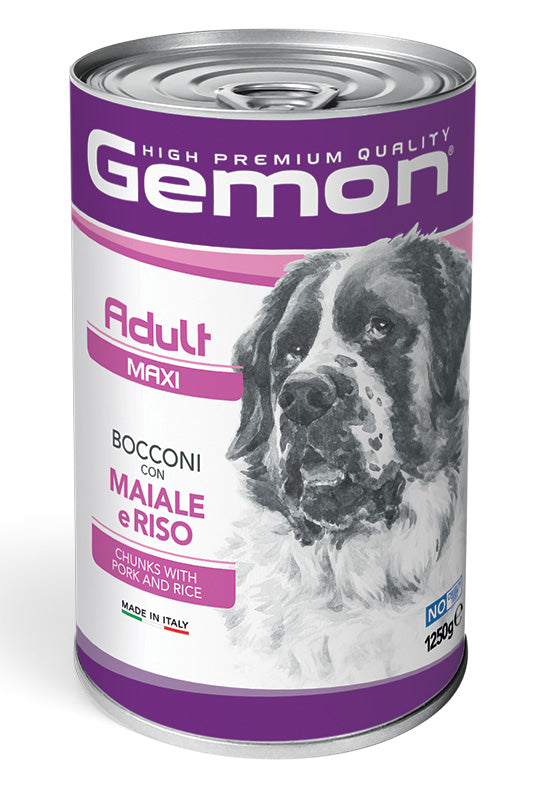 Gemon Maxi Adult – Bocconi con Maiale e Riso – 1250 g