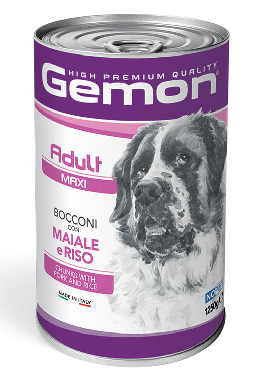 Gemon Maxi Adult – Bocconi con Maiale e Riso – 1250 g