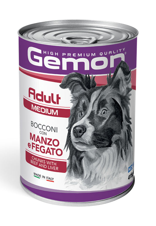 Gemon Medium Adult – Bocconi con Manzo e Fegato – 415 g