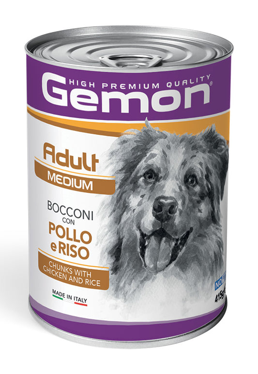Gemon Medium Adult – Bocconi con Pollo e Riso – 415 g