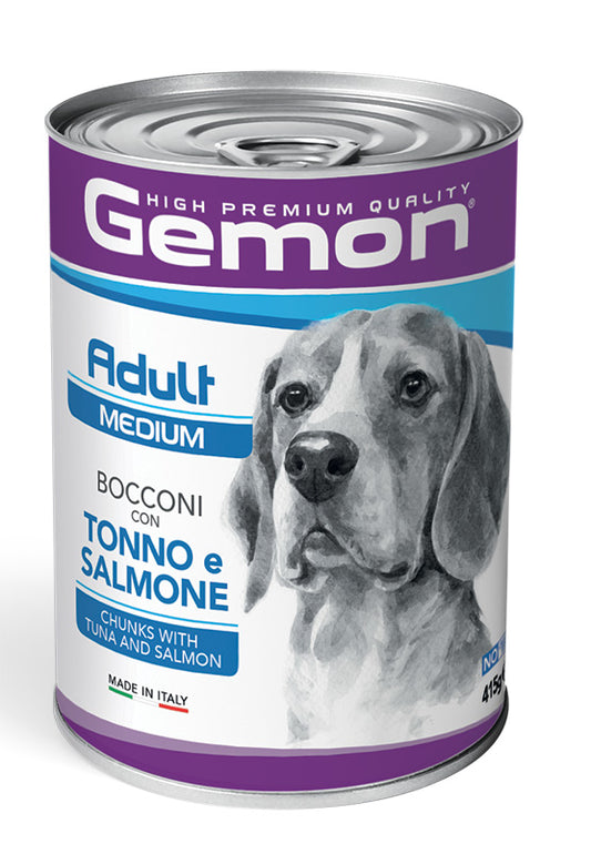 Gemon Medium Adult – Bocconi con Tonno e Salmone – 415 g