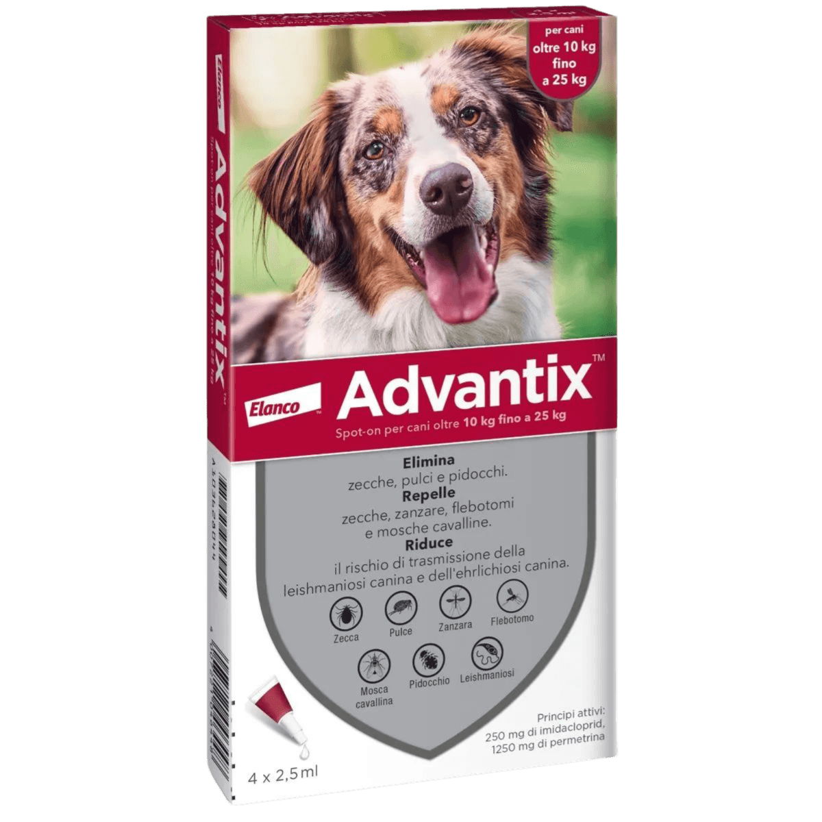 Advantix Spot-On per Cani 10-25 kg – 4 Pipette | Antiparassitario Completo