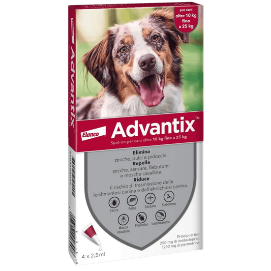 Advantix Spot-On per Cani 10-25 kg – 4 Pipette | Antiparassitario Completo