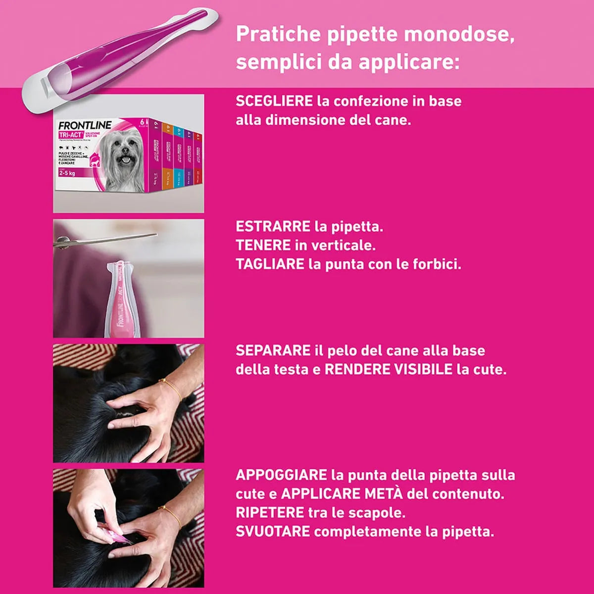 Frontline Tri-Act Spot-On per Cani 5-10 kg – 6 Pipette da 1 ml