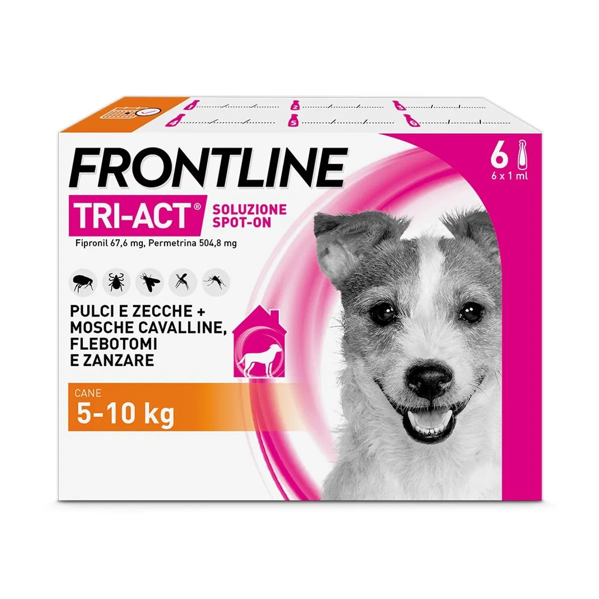 Frontline Tri-Act Spot-On per Cani 5-10 kg – 6 Pipette da 1 ml