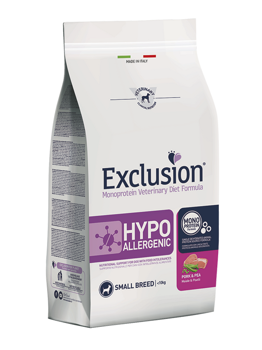 Exclusion Hypoallergenic Small Breed al Maiale & Piselli – 2 kg