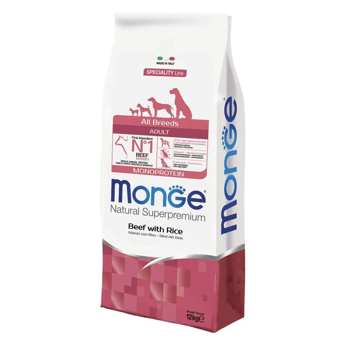 Monge Natural Superpremium All Breeds Adult Monoprotein Manzo con Riso