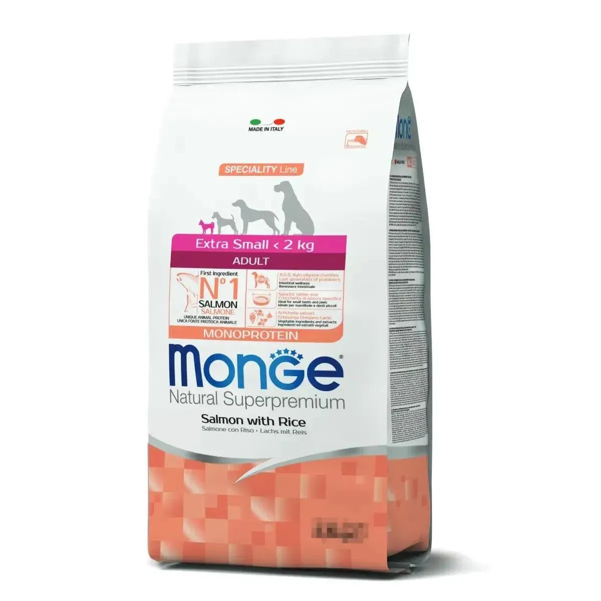 Monge Natural Superpremium Extra Small Adult Monoprotein Salmone con Riso