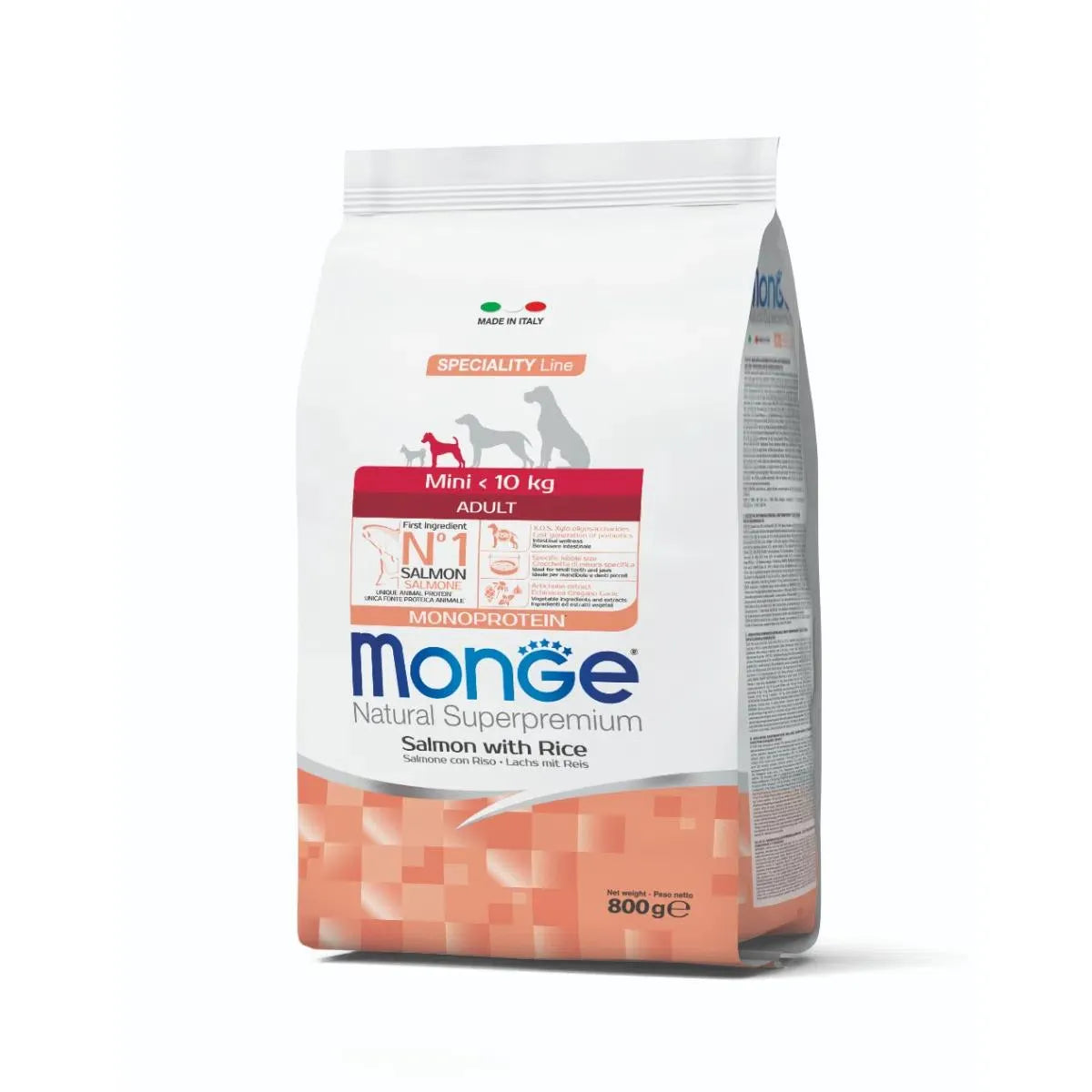Monge Natural Superpremium Mini Adult Monoprotein Salmone con Riso