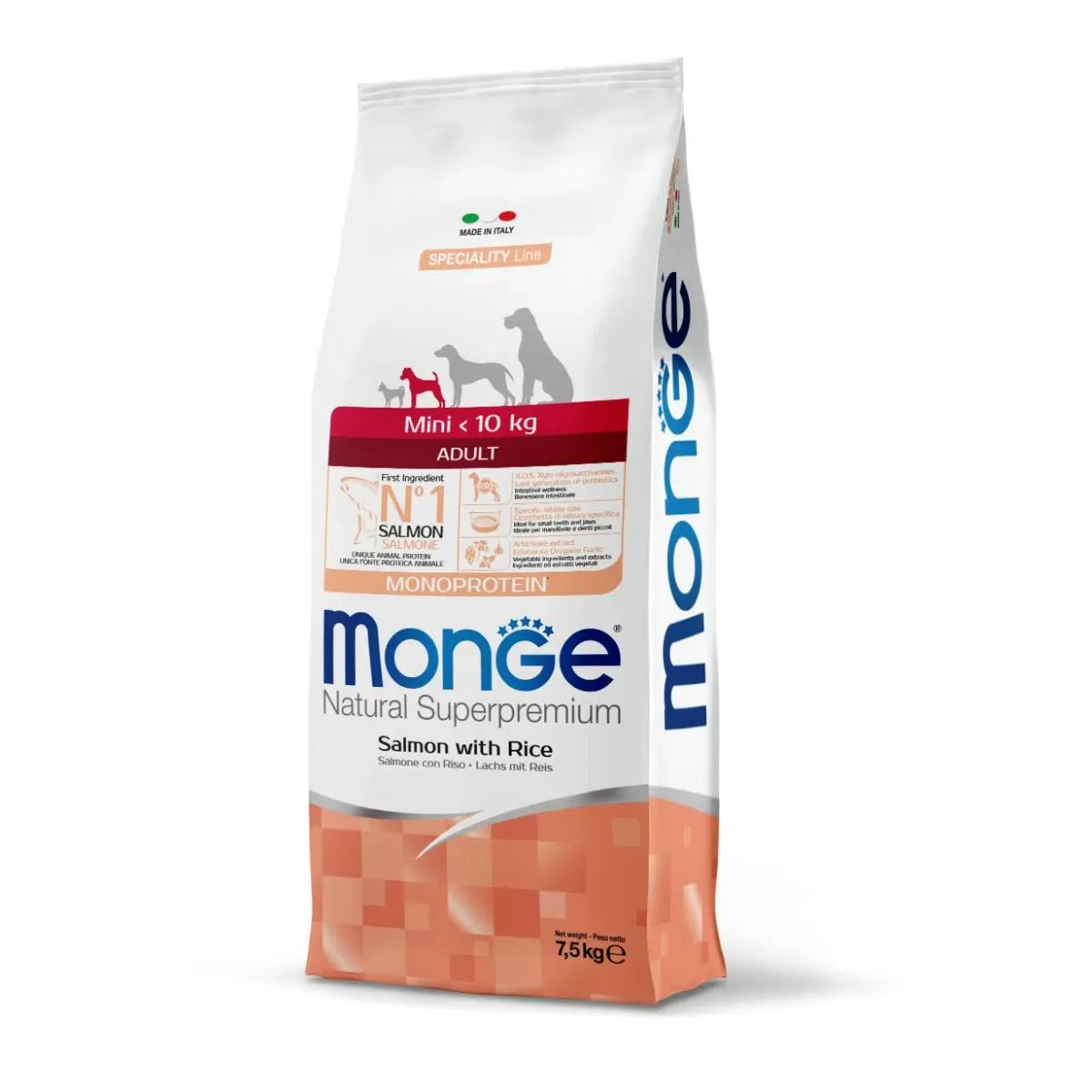 Monge Natural Superpremium Mini Adult Monoprotein Salmone con Riso