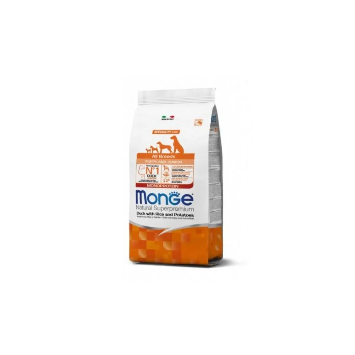 Monge Natural Superpremium All Breeds Puppy & Junior Monoprotein Anatra con Riso e Patate