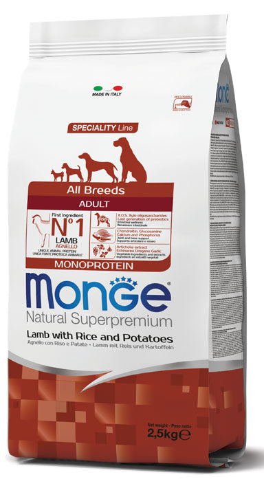Monge Natural Superpremium All Breeds Adult Monoprotein Agnello con Riso e Patate