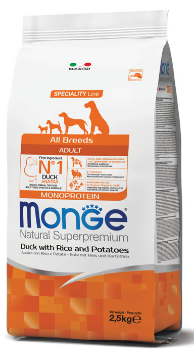 Monge Natural Superpremium All Breeds Adult Monoprotein Anatra con Riso e Patate