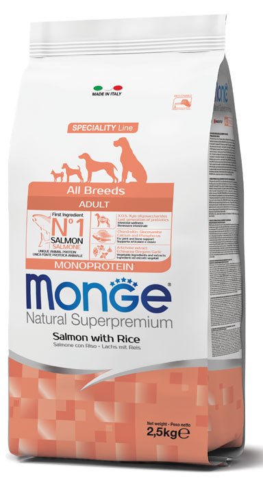 Monge Natural Superpremium All Breeds Adult Monoprotein Salmone con Riso