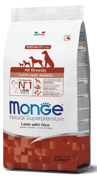 Monge Natural Superpremium All Breeds Puppy & Junior Agnello con Riso
