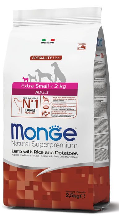 Monge Natural Superpremium Extra Small Adult Agnello con Riso e Patate