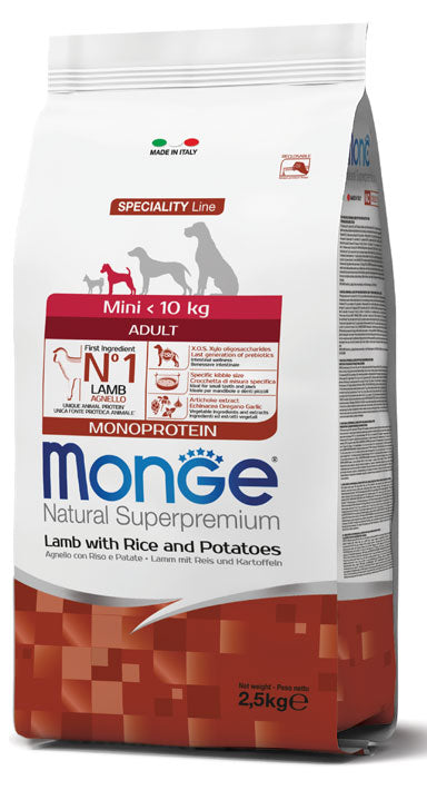 Monge Natural Superpremium Mini Adult Monoprotein Agnello con Riso e Patate