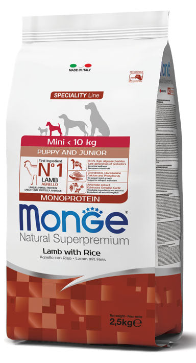 Monge Natural Superpremium Mini Puppy & Junior Monoprotein Agnello con Riso